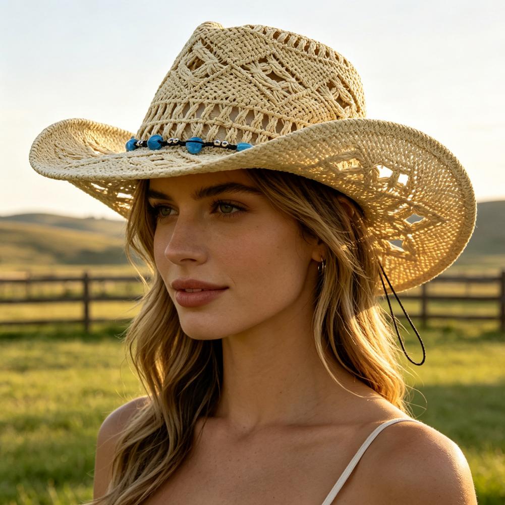 Chapéu de cowboy de aba larga, - Cowboy Hat Straw avaliação e preço
